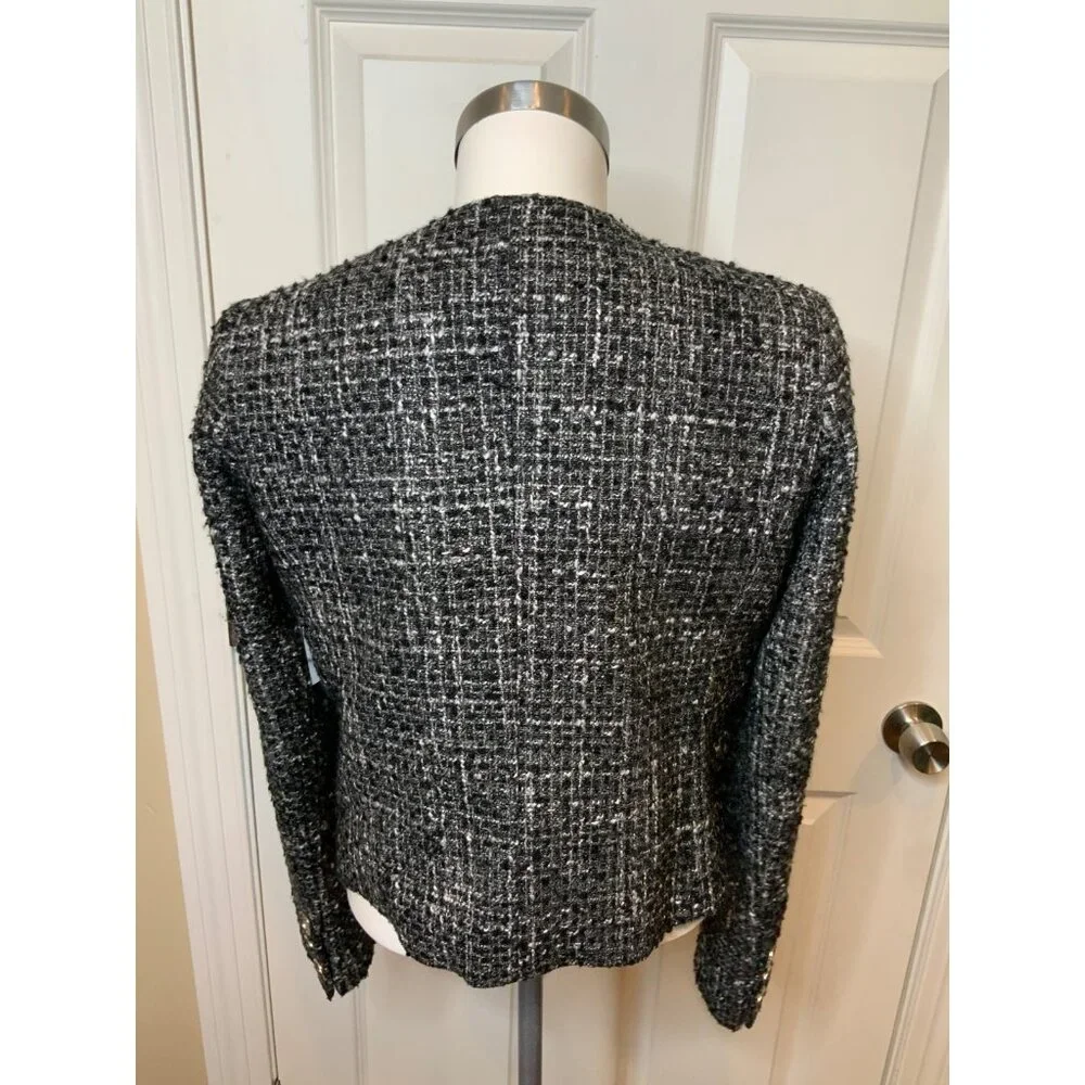 Michael Kors Gray Tweed Zip-Up Jacket, Size 8